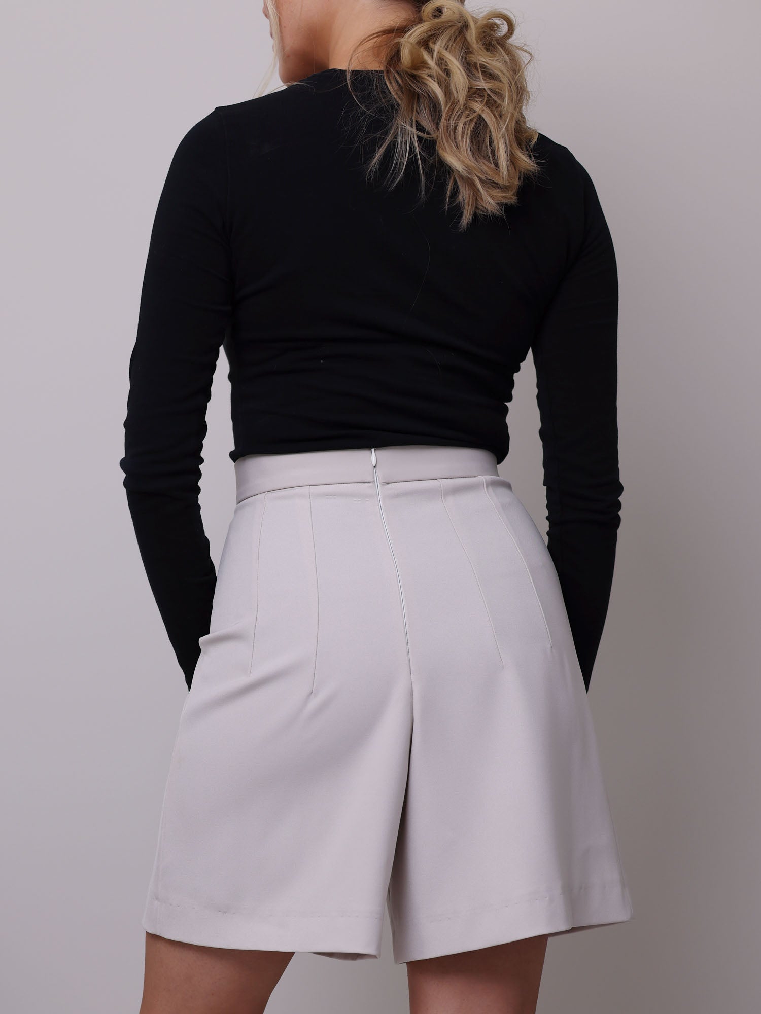 Back view of high-waisted shorts sewing pattern
