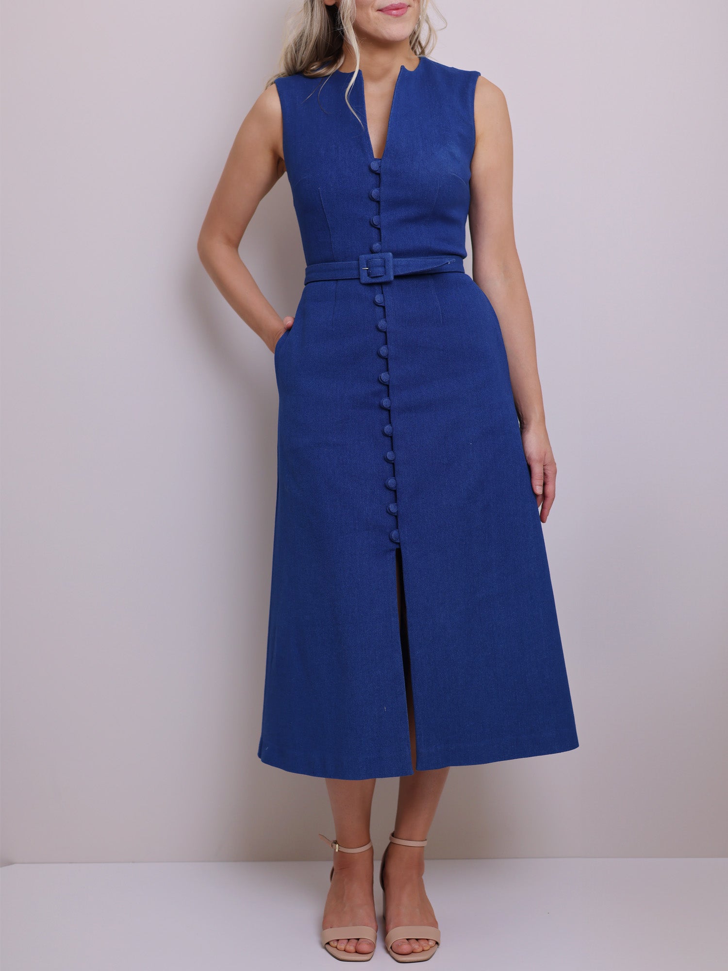 City Dress Pattern – Sleeveless Midi Dress Sewing Pattern with Pockets – Nordic Seam